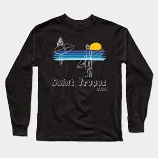 Saint Tropez Surfing Beach Surf Guy Girl Long Sleeve T-Shirt